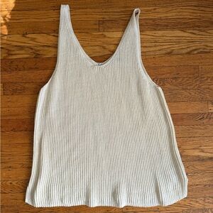 Cream Sleeveless Knit Sleeveless Top